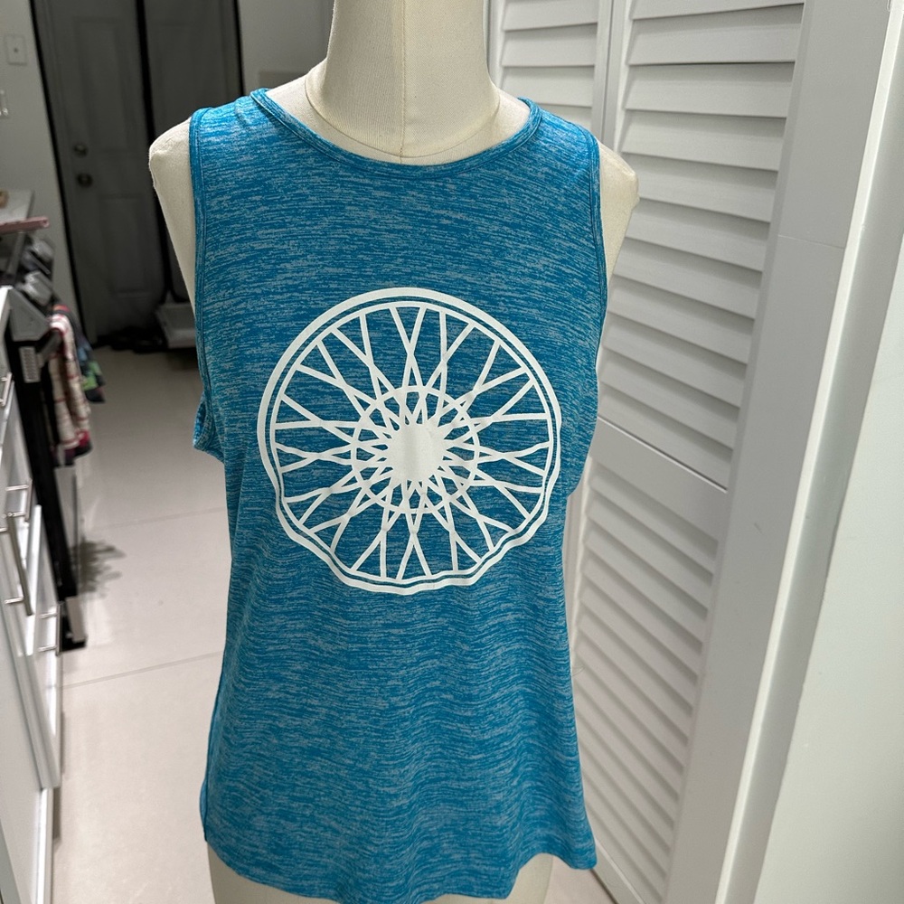 Soulcycle Blue Sleeveless Top with Geometric Design